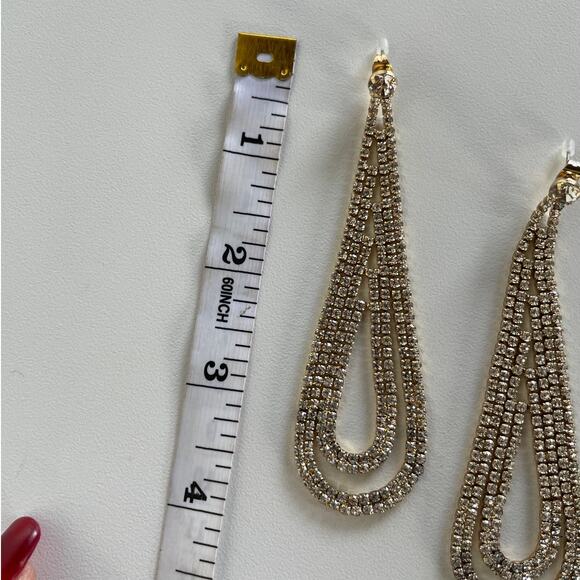 Ettika Earrings Womens Jewelry Gold Drop Rhinestone Revolve Statement Dangle - Picture 3 of 8